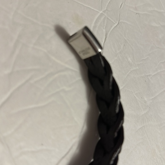 Men Stainless steel  pu leather brown/silver tone bracelet.8.5” - Picture 5 of 5